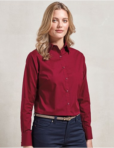 P-PR300-Womens Poplin Long Sleeve Blouse